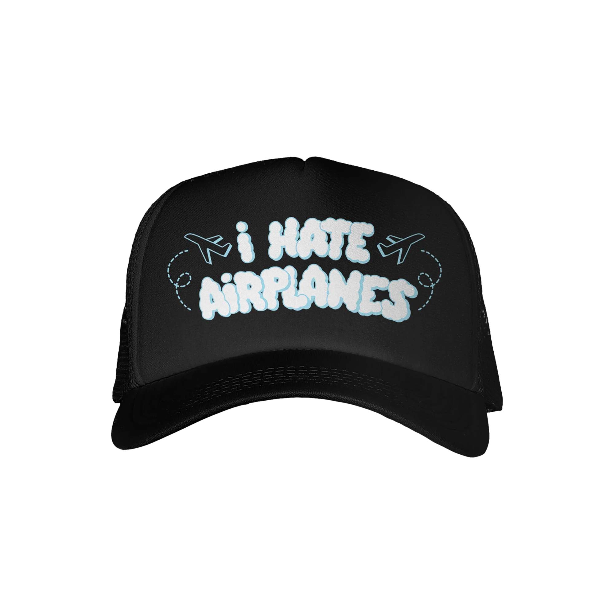 I Hate Airplanes Black Trucker Hat
